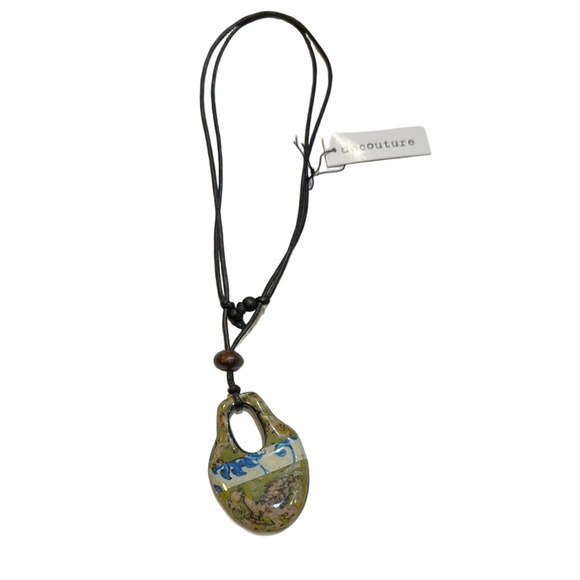 Artistic Blue and Green Pendant Necklace - Picture 1 of 10